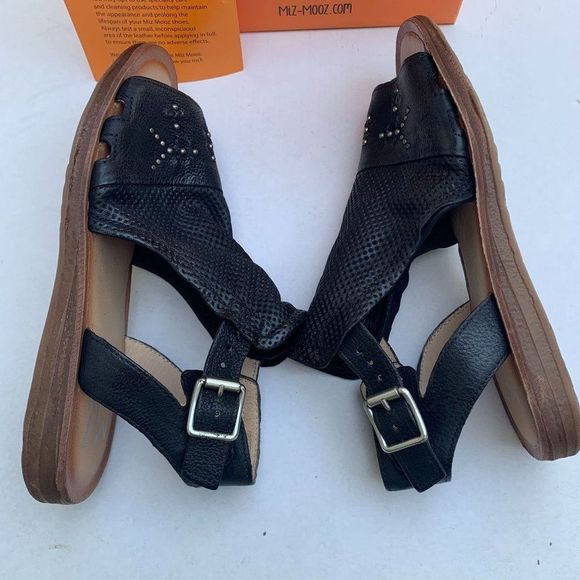 Miz Mooz FIFI Leather Ankle-Strap Sandals  38EU / 7.5-8US in Black $130 - Picture 5 of 11